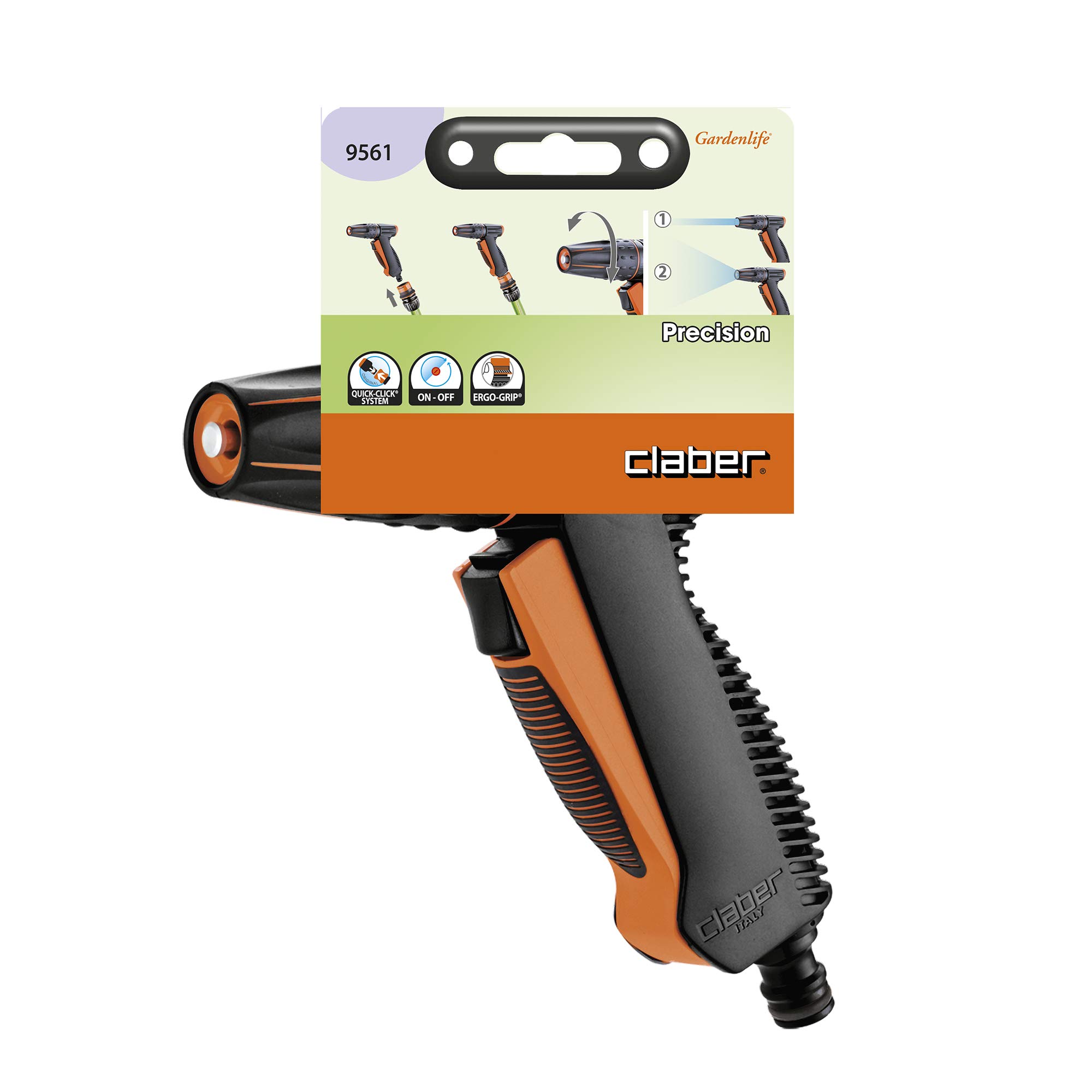CLABER 8697 Rotoroll Evolution 30 m & 87243 BL. Pistola Precision 9561, Nero/Arancione, 150x45x210 cm