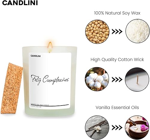 Miniatura 2 de Feliz Cumpleanos Vela de regalo  Vela de lujo de cera de soja mezcla de vainilla  Feliz cumpleaños en español  Regalo de cumpleaños para madre,