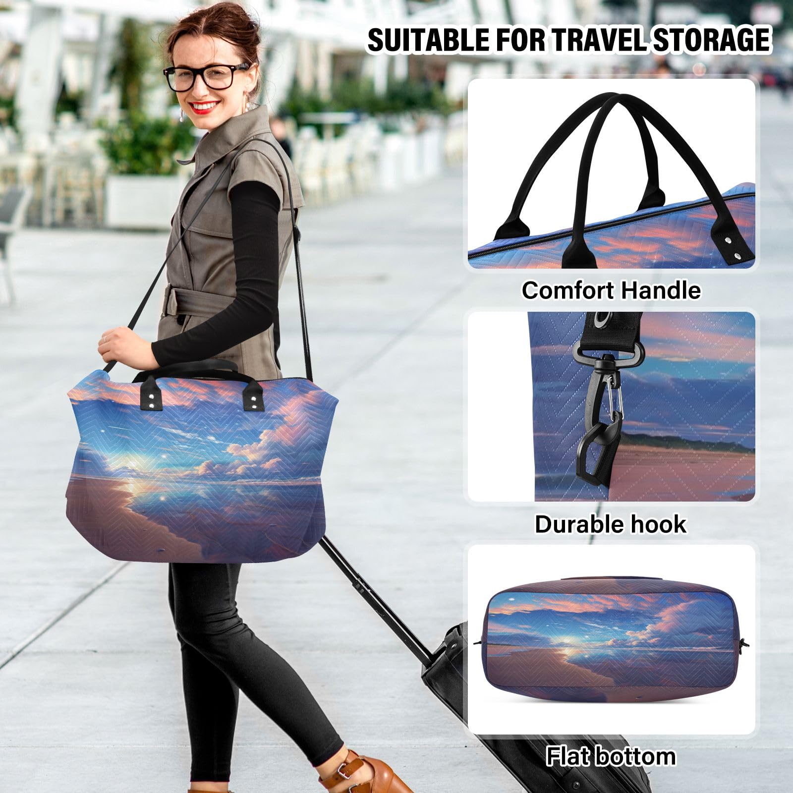 Sac de voyage pour la plage, le voyage, la gym, le yoga, le week-end, Plage paysagère, Taille unique, Sac de voyage
