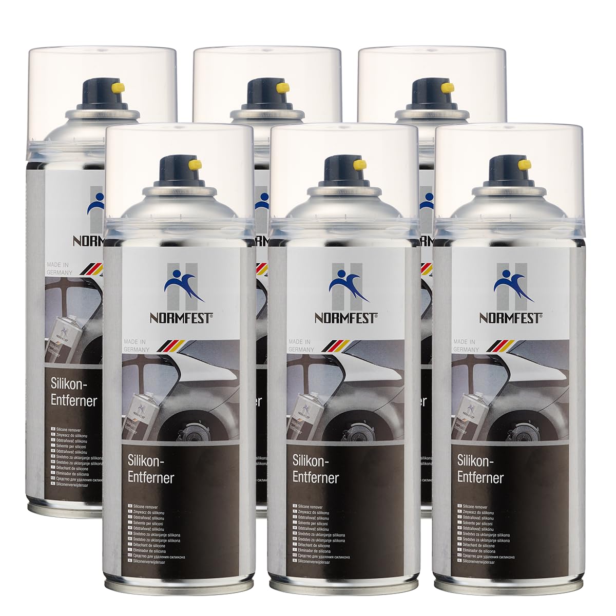 Normfest Silikonentferner – Farbloses Reinigungs- und Entfettungsspray für Lackiervorbereitung, entfernt Silikon, Öl, Fett, Wachs, Teer & Dieselruß – 6X 400ml