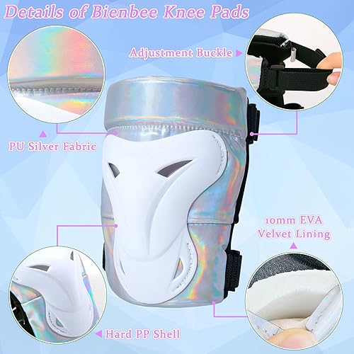 Miniatura 3 de Bienbee Rodilleras para hombres, rodilleras, muñequeras, rodilleras y coderas, conjunto de equipo de protección para adultos, para patinaje