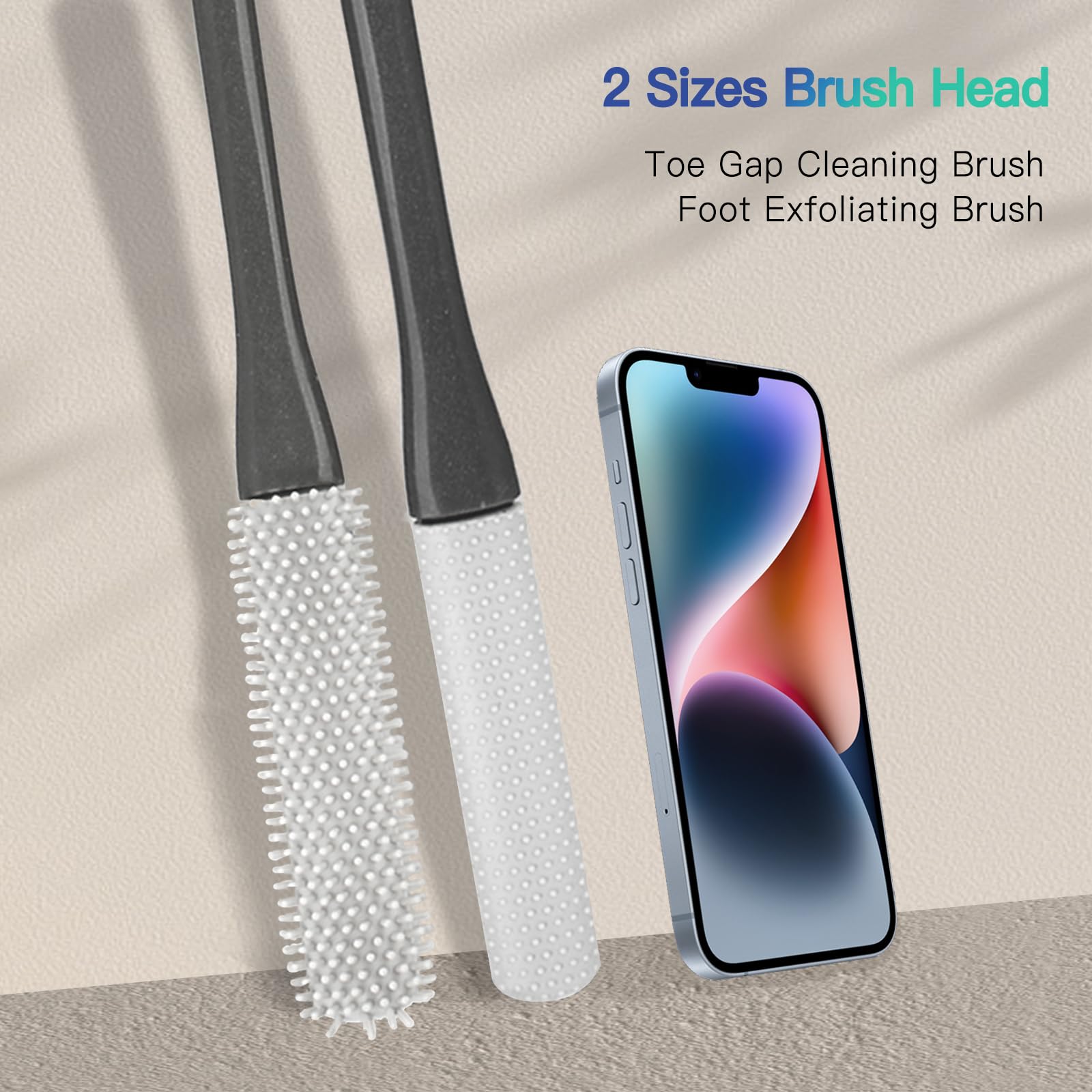 2Pcs Toe Cleaning Brush, Long Reach Foot Cleaning Brush, Long Handle Silicone Toe Gap Scrubber - Image 3