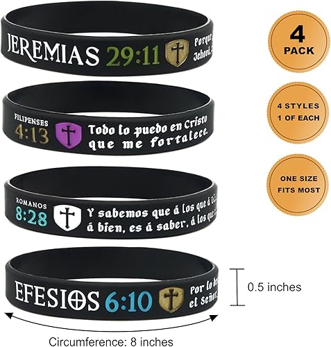 Miniatura 3 de Giftphoria Pulseras La Biblia Reina-Valera 1960 4 Versículos de la Santa Biblia para el Estudio Bíblico Regalos de estudio bíblico en español,