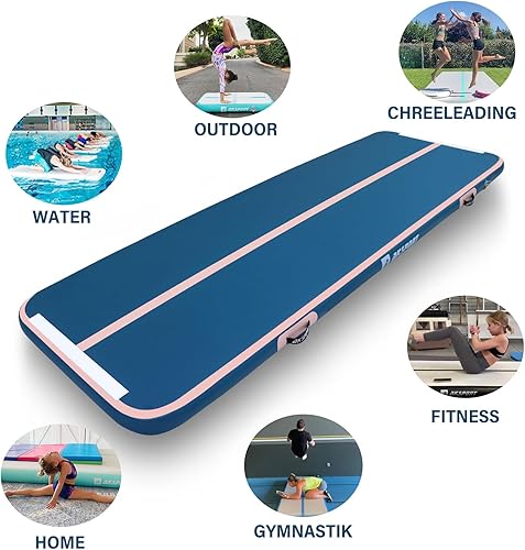 Miniatura 6 de AKSPORT - Colchoneta inflable para gimnasia, con bomba de aire, para el hogar, acrobacias, gimnasio, entrenamiento, animación, parkour, playa,