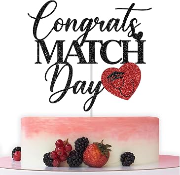 Congrats Match Day Cake Topper, Residency Match Day Decorations, Happy MatchDay Cake Topper, Match 2026, Medical School Residency Party Decorations, Black and Red Glitter