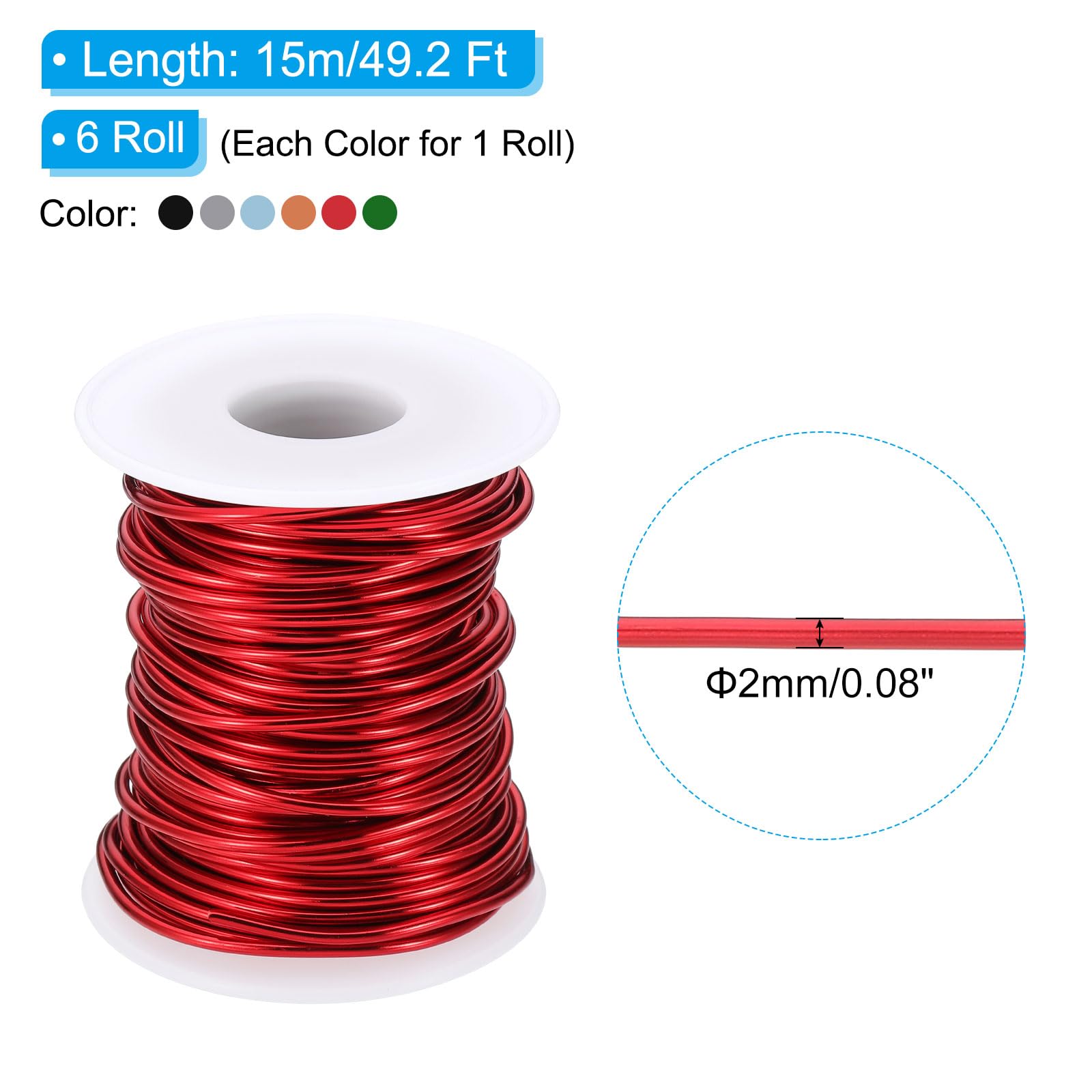 PATIKIL 12 Gauge 2 mm Aluminum Craft Wire - Image 2