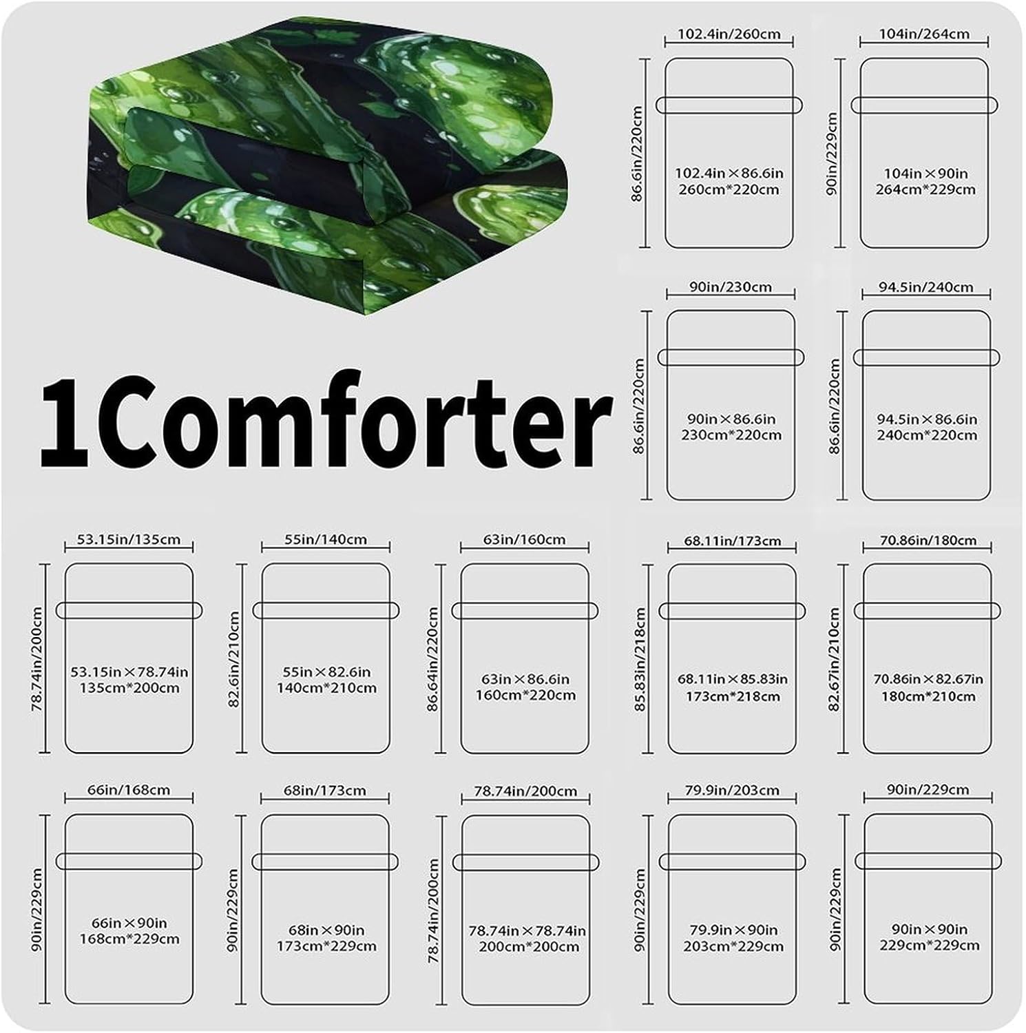 Cucumber Pattern Comforter Bedding Heavy Bed Blanket Soft Warm Fluffy All Seasons Only Quilt 155x220cm