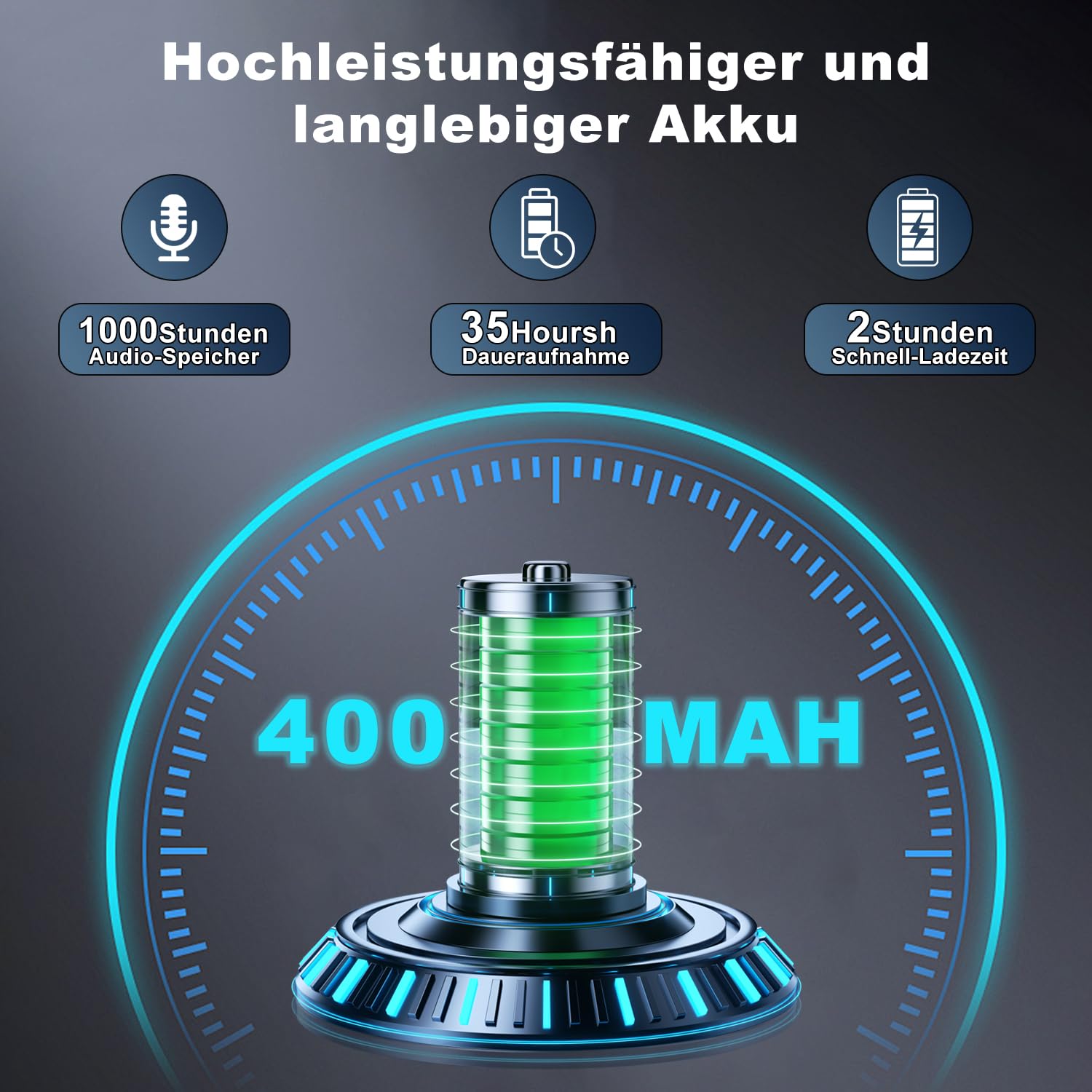 Diktiergerät Mini - Tragbares USB-C Aufnahmegerät, Geräuschreduzierung, Magnetisch, One Touch Diktiergerät, Wiederaufladbarer Audio Recorder mit Kopfhörer, für Arbeit, Studie, Meeting, Interview