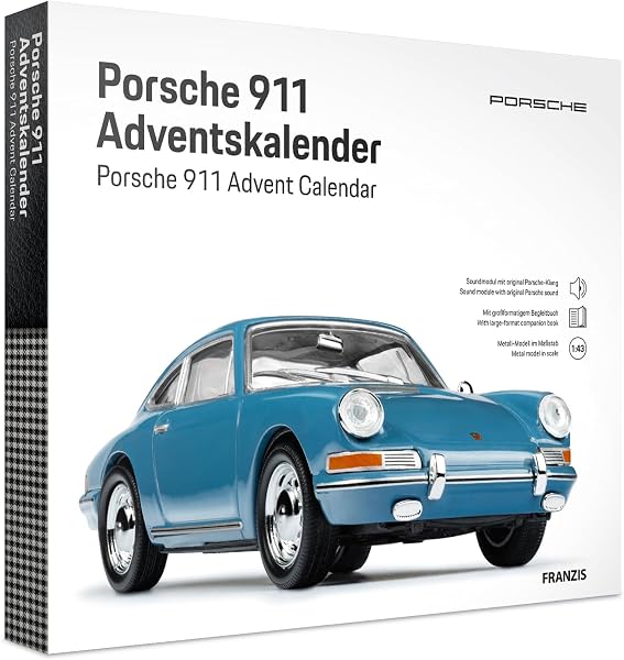 FRANZIS 67664 - Calendario dell'Avvento Porsche 911, modello in scala 1:43, con modulo audio e libro di accompagnamento a 52 pagine - 1