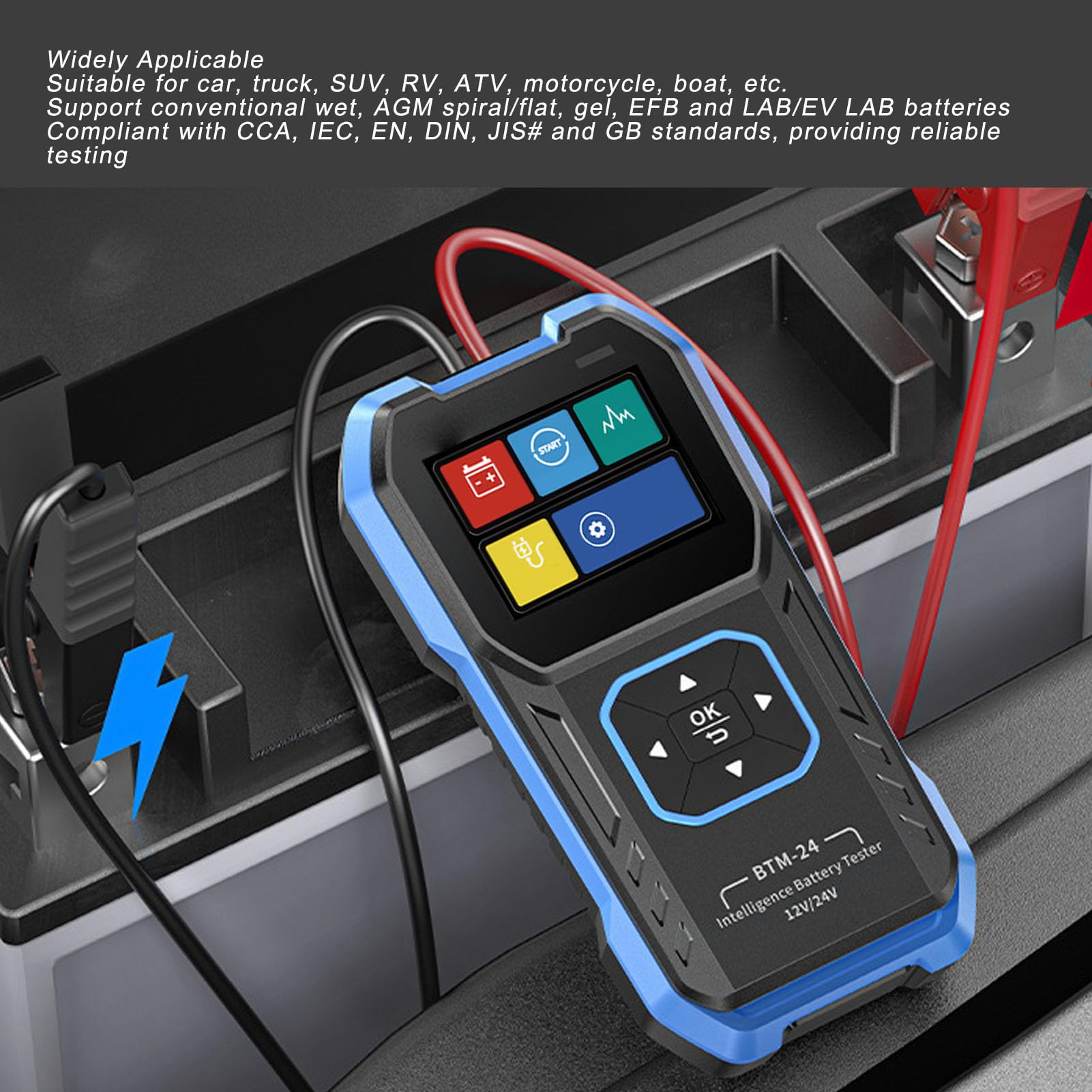 FTVOGUE Testeur de Batterie de Voiture 12V 24V