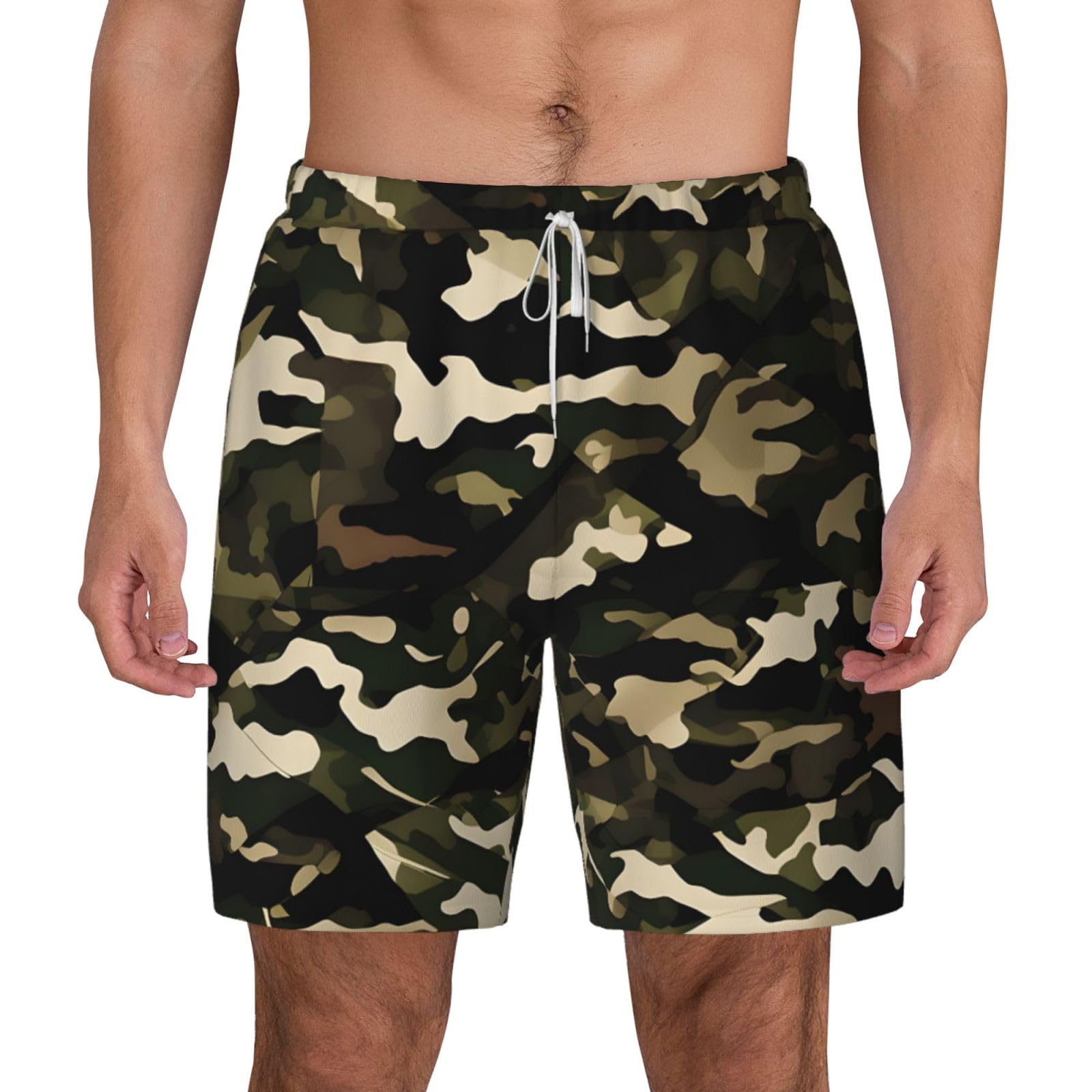 Pantalones cortos de natación para hombre de camuflaje casual de playa 8