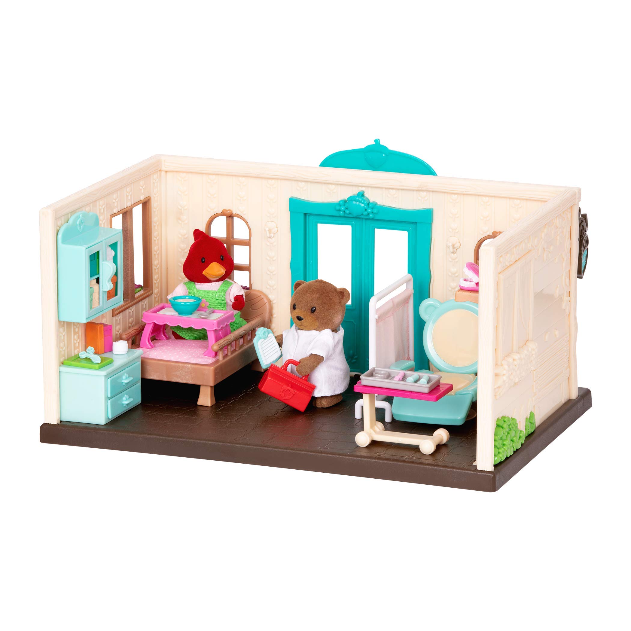 Li’l Woodzeez – Toy Walk-in Health Clinic – Doctor Office Playset – Dollhouse Playset with Accessories – Pretend Play for Kids Age 3+