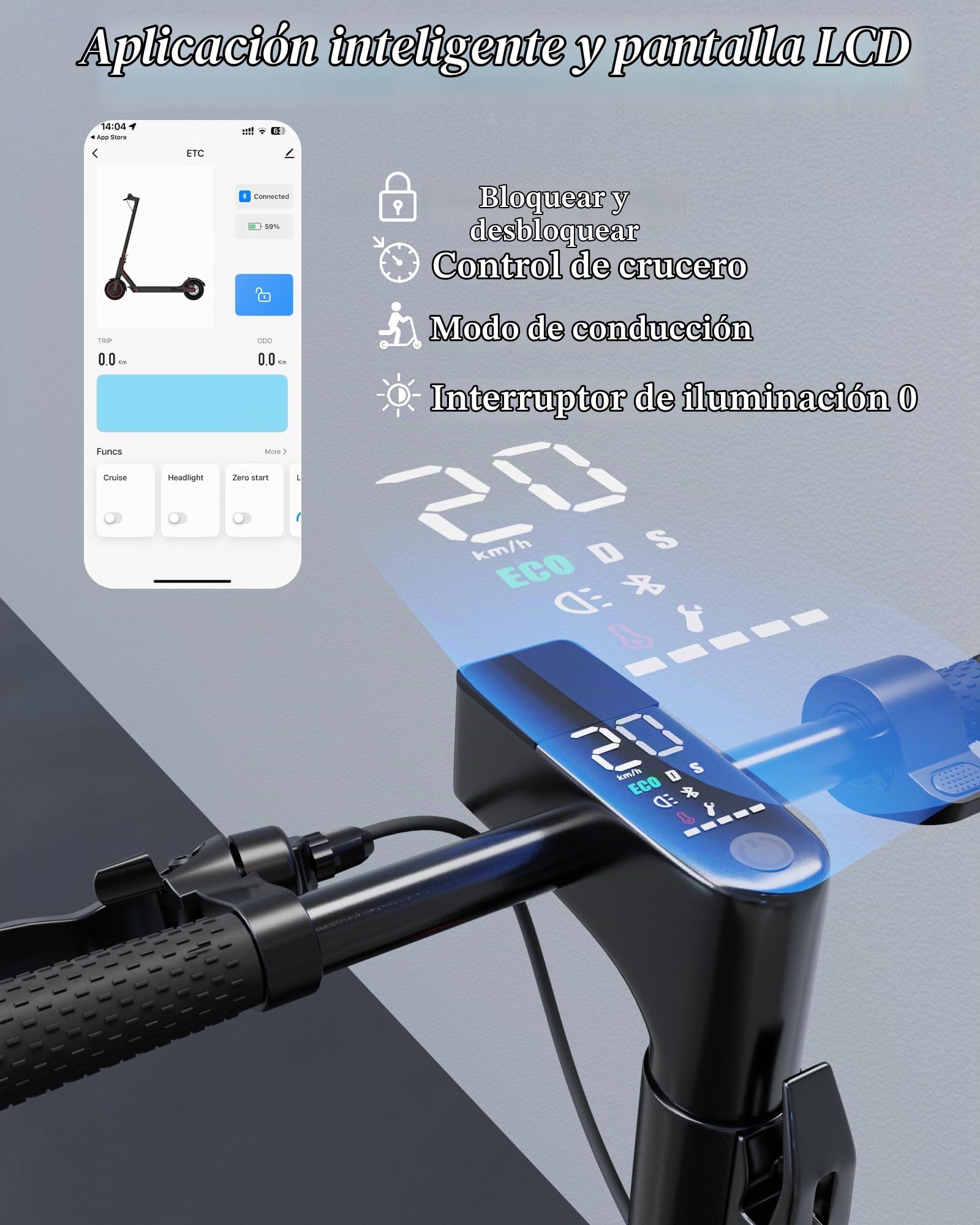 QNQ Patinete eléctrico para adultos, 8,5/10 pulgadas, pantalla LED, función de aplicación, máx. 20 – 35 km, alcance de 20 km/h, carga de 120 kg, sistema de frenado dual, plegable para viajeros
