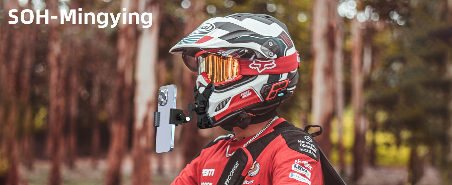 SOH Motorcycle Helmet Chin Strap Mount with Phone Clip, Adjustable Strap Helmet Phone Holder Mount for iPhone 17/16 Pro Max/15/14, Google, Samsung, LG, Pixel, Huawei, Xiaomi,All Smartphones : Automotive