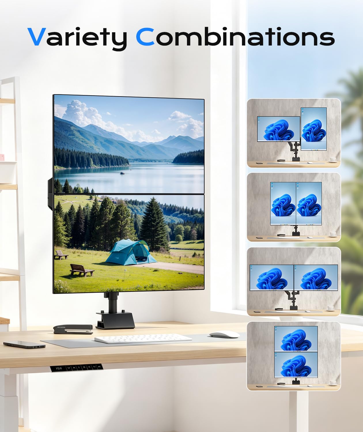 Pholiten Grande supporto doppio per monitor da 33 a 35 pollici, fino a 10,9