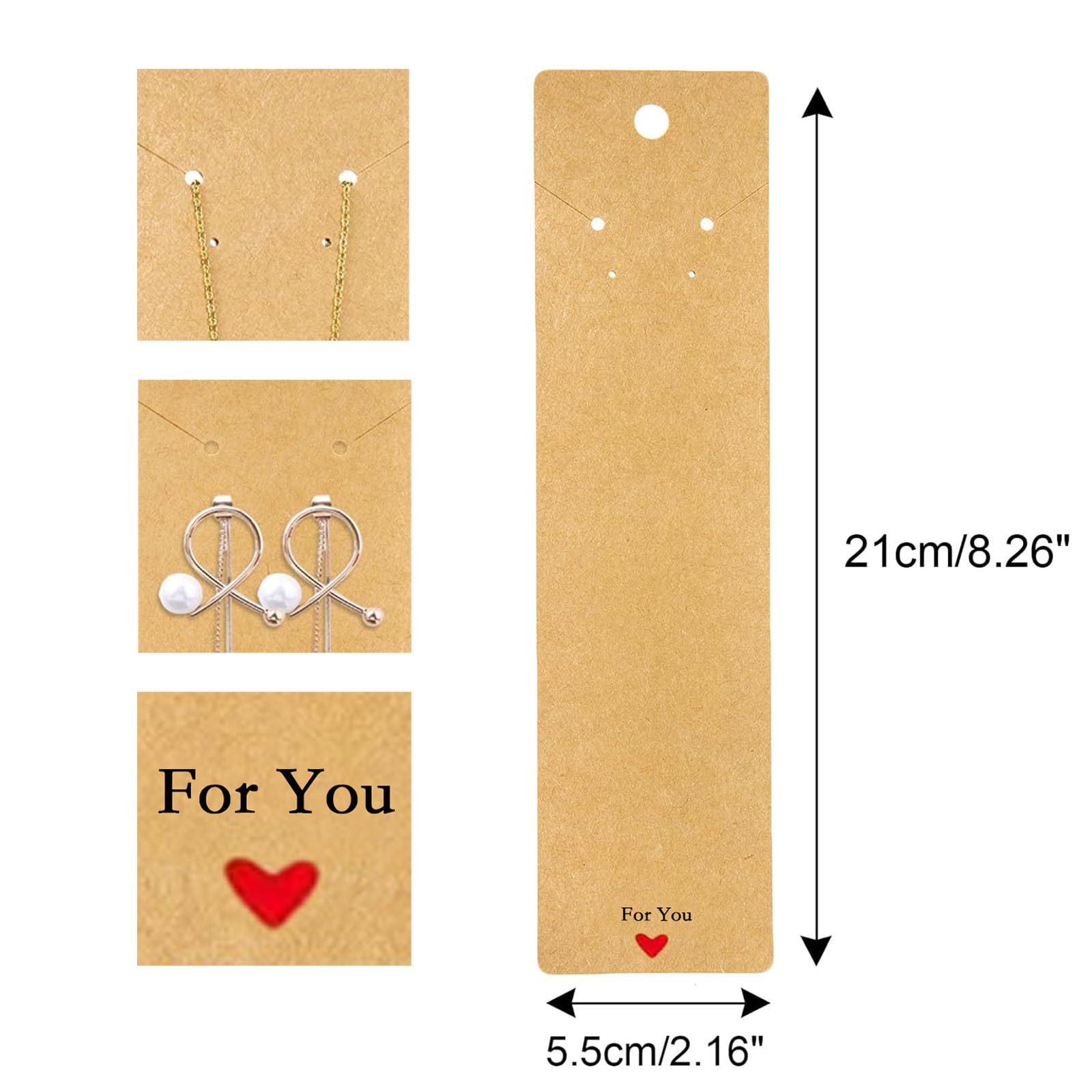 100 PCS Display per Orecchini, 5,5 x 21 cm Confezione di Gioielli, Carta Orecchino Schede Porta Orecchini Schede Display Gioielli Cartoncini per Borchie Collane