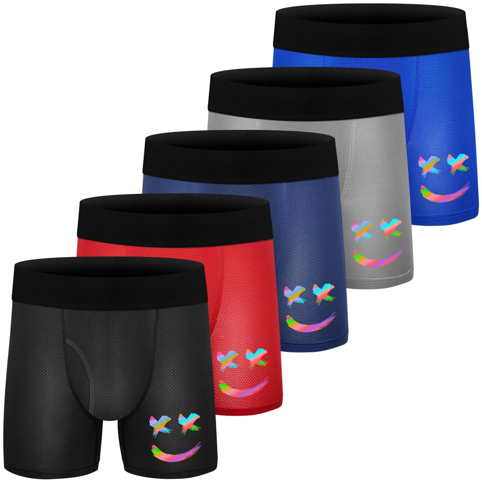 Boys Boxer Briefs Quick-Dry Polyester Underwear Breathable Soft Stretch Waistband with Fly