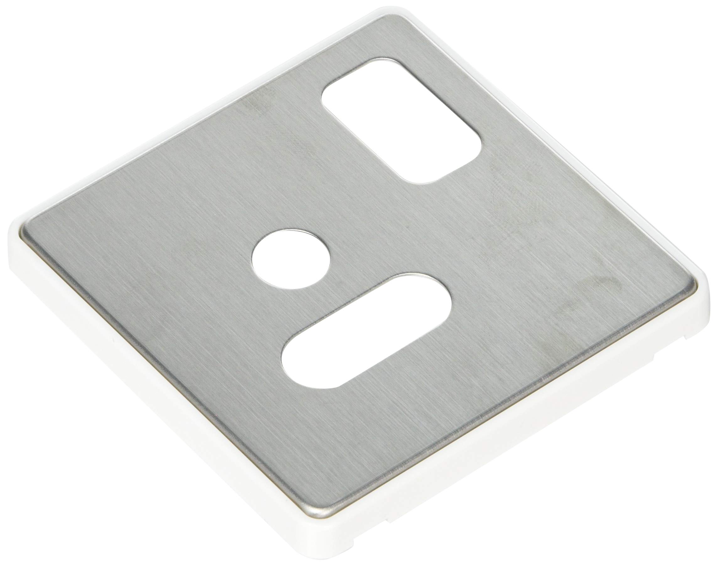 MK (ELECTRIC) Dimensions 1 Gang 5A Round Pin Switch Socket Brushed Stainless Steel Finish Frontplate With A White Trim
