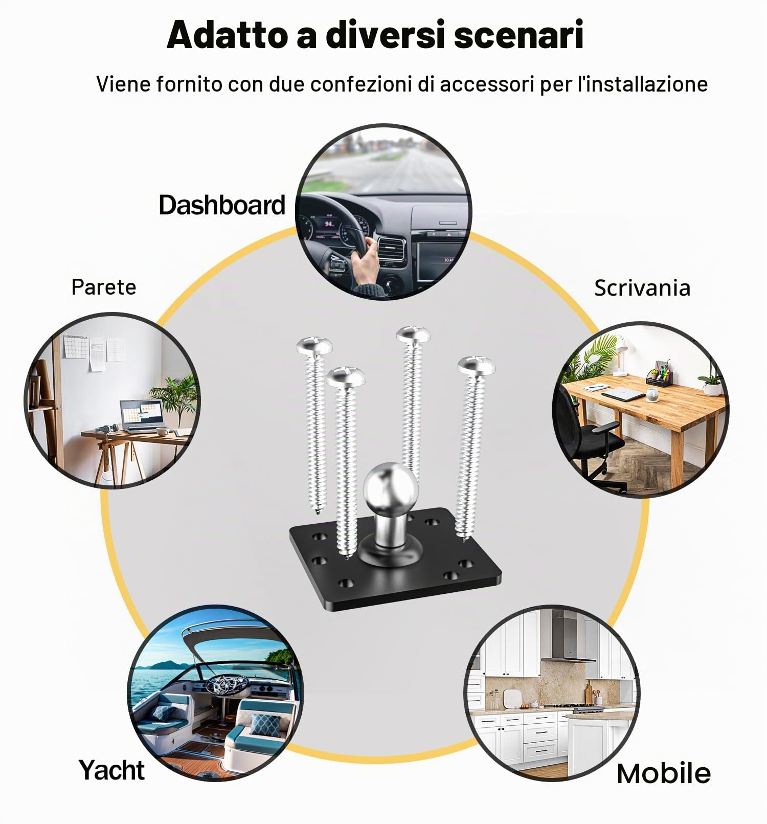 Supporto Tablet Auto con Base Trapano, Supporto Tablet Cruscotto per Veicolo Camion Camper Barca con Braccio Metallico Regolabile per iPad Mini, Air, Pro, Galaxy, Kindle, Fire, Telefono, 4-13"