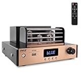 Pyle Bluetooth Tube Amplifier Stereo Receiver - 1000W Home Audio Desktop Stereo Vacuum Hi-Fi Power Amplifier Receiver w/ 4 Vacuum Tubes, USB/CD/DVD Input, Subwoofer Output - Pyle PVTA90