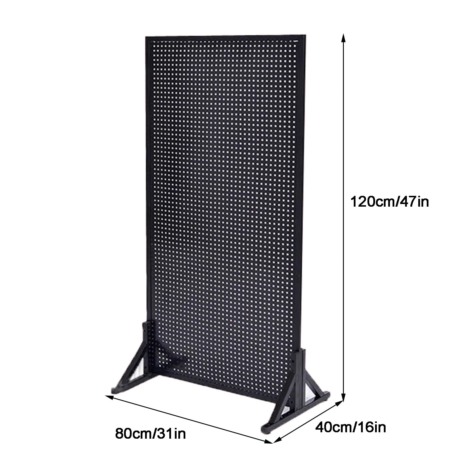 Wytrzymały metalowy stojak na koraliki z 20 haczykami, dwustronny uchwyt do supermarketu, magazynu, warsztatu - czarny, 80x120cm (31x47in)