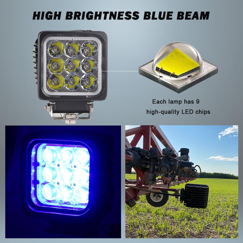 27W Led Arbeitsscheinwerfer Blau 12v für Bauernhof Sprayer 2160 Lumen IP67 wasserdicht