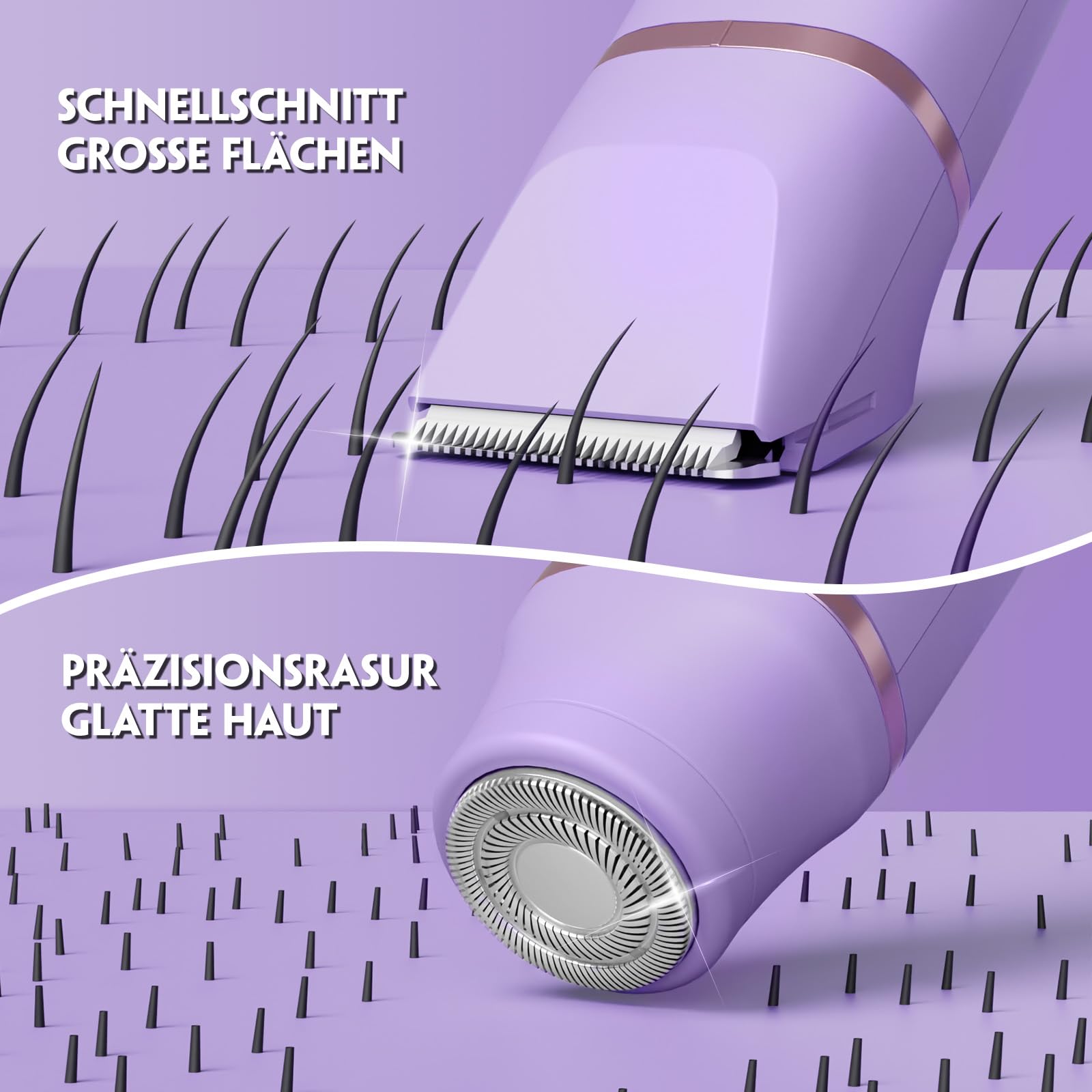 3 in 1 Intimrasierer für Frauen, Tiovara Elektrischer Rasierer Damen für Gesicht Bikinizone Beine, Wasserdicht & Sanft zu Empfindlicher Haut, Nass & Trocken Rasierer mit USB-Aufladung