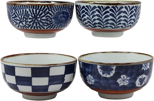 Ebros - Juego de 4 cuencos de porcelana para ensalada de arroz, surf, helado, aperitivos, 5.5in de diámetro, estética japonesa, decorativos, para el