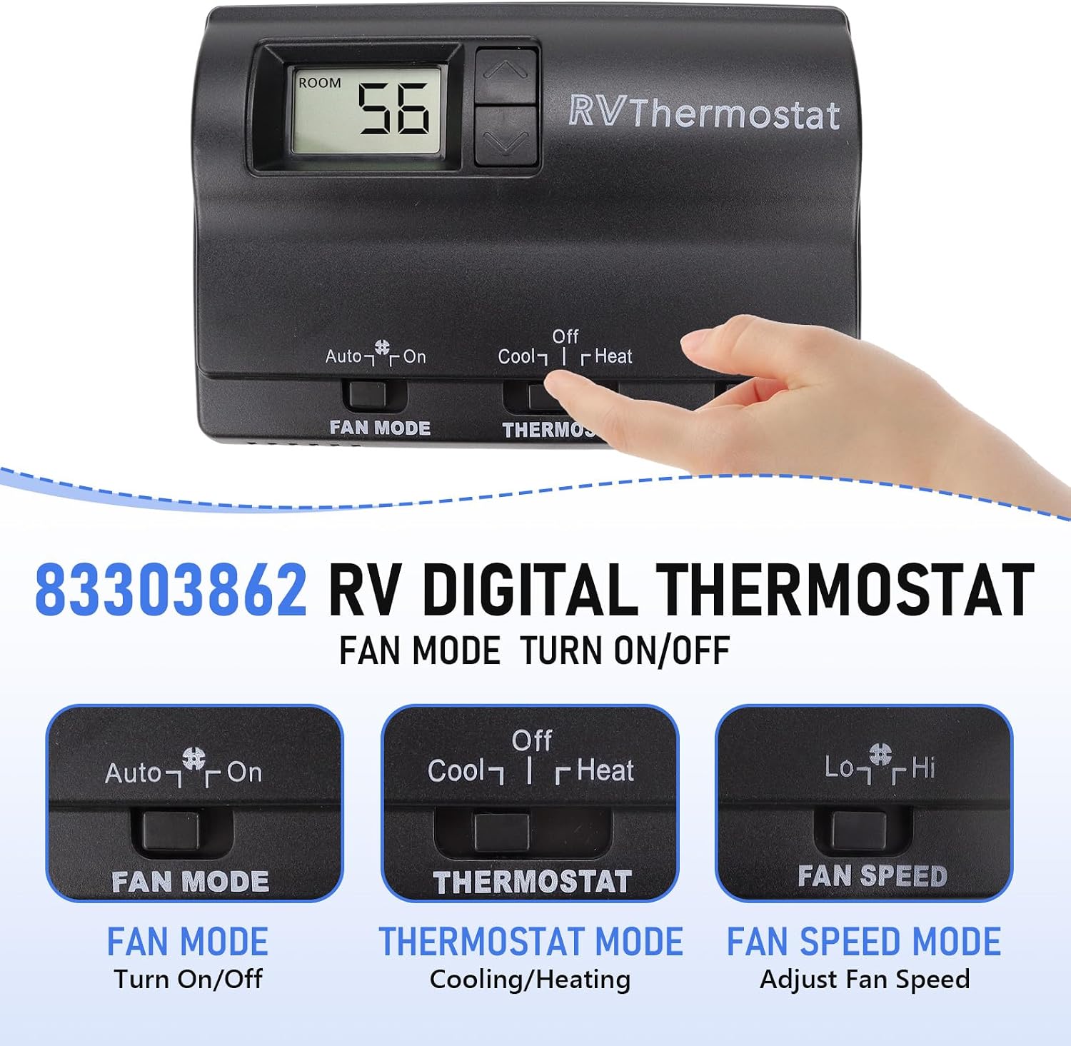 RV Digital Heat/Cool T-Stat Wall Thermostat Compatible with Coleman 8330-336 8330-337 8330-338 8330-339 8330-369 8330-386 Replace 83303862