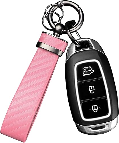 Turcee Llavero de coche de fibra de carbono,Accesorios interiores automotrices Llaveros de cuero para automóvil,Accesorios de coche Llavero y anillo