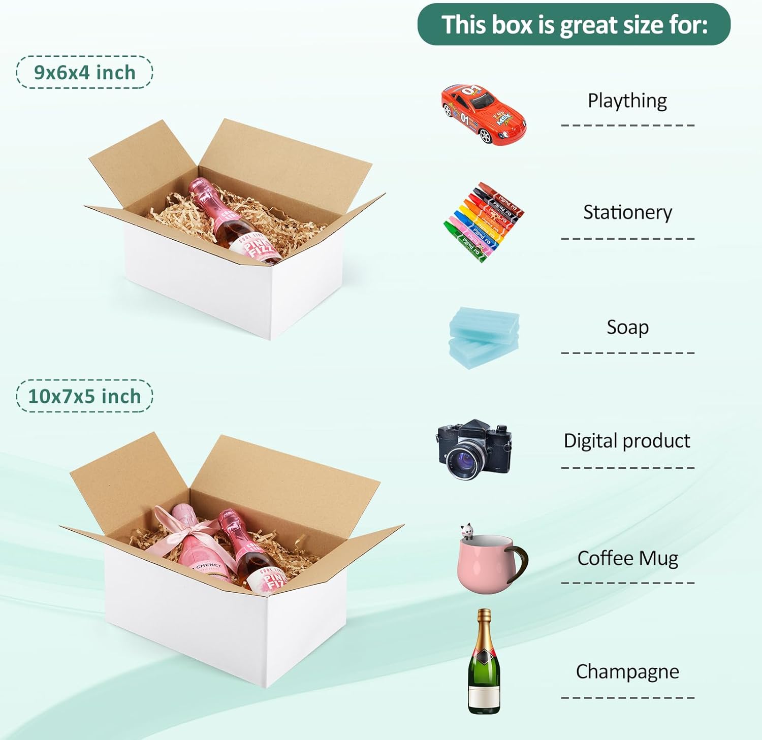 Eupako 30 Pack Small Shipping Boxes Assorted Sizes, 9x6x4 & 10x7x5, 15 PCS Each, White Corrugated Box Mailers, Cardboard Boxes for Packaging Small Business, Mailing