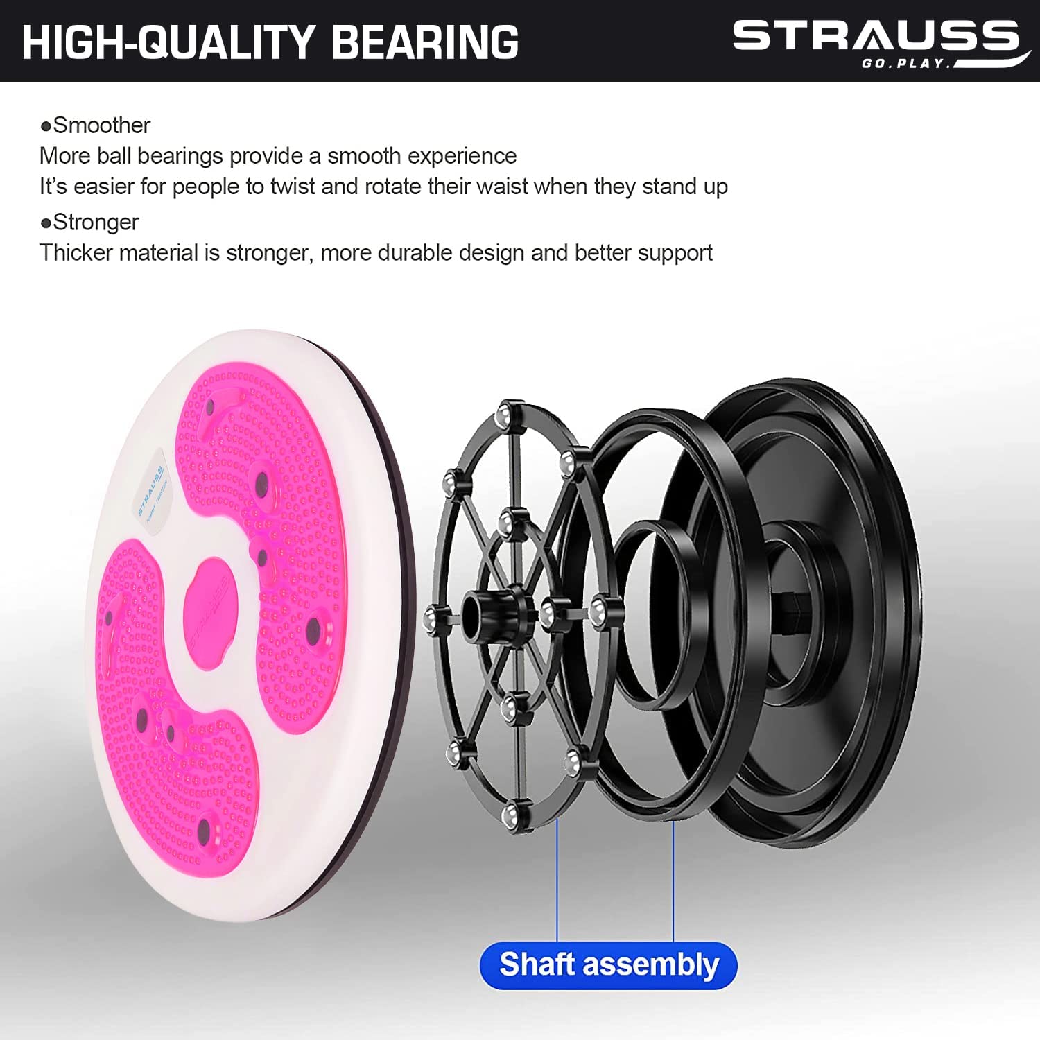 Strauss Tummy Twister | Tummy Trimmer, Abs Roller & Shaper for Women & Men | Exercise Machine with Non-Slip Surface | Ideal Equipment for Home Workouts (Pink) 2