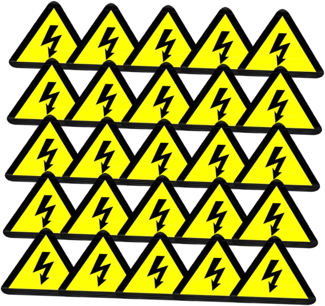 CHILDWEET 50pcs Electrical Stickers High Voltage Warning Signs Caution Stickers Self Adhesive Triangle Shape Easy Install for Electrical Equipment