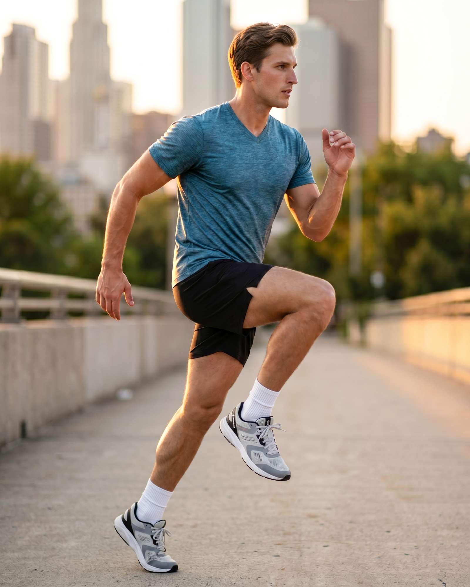 Real Essentials Paquete de 5: camiseta deportiva deportiva para hombre, con cuello en V, ajuste seco, absorbe la humedad