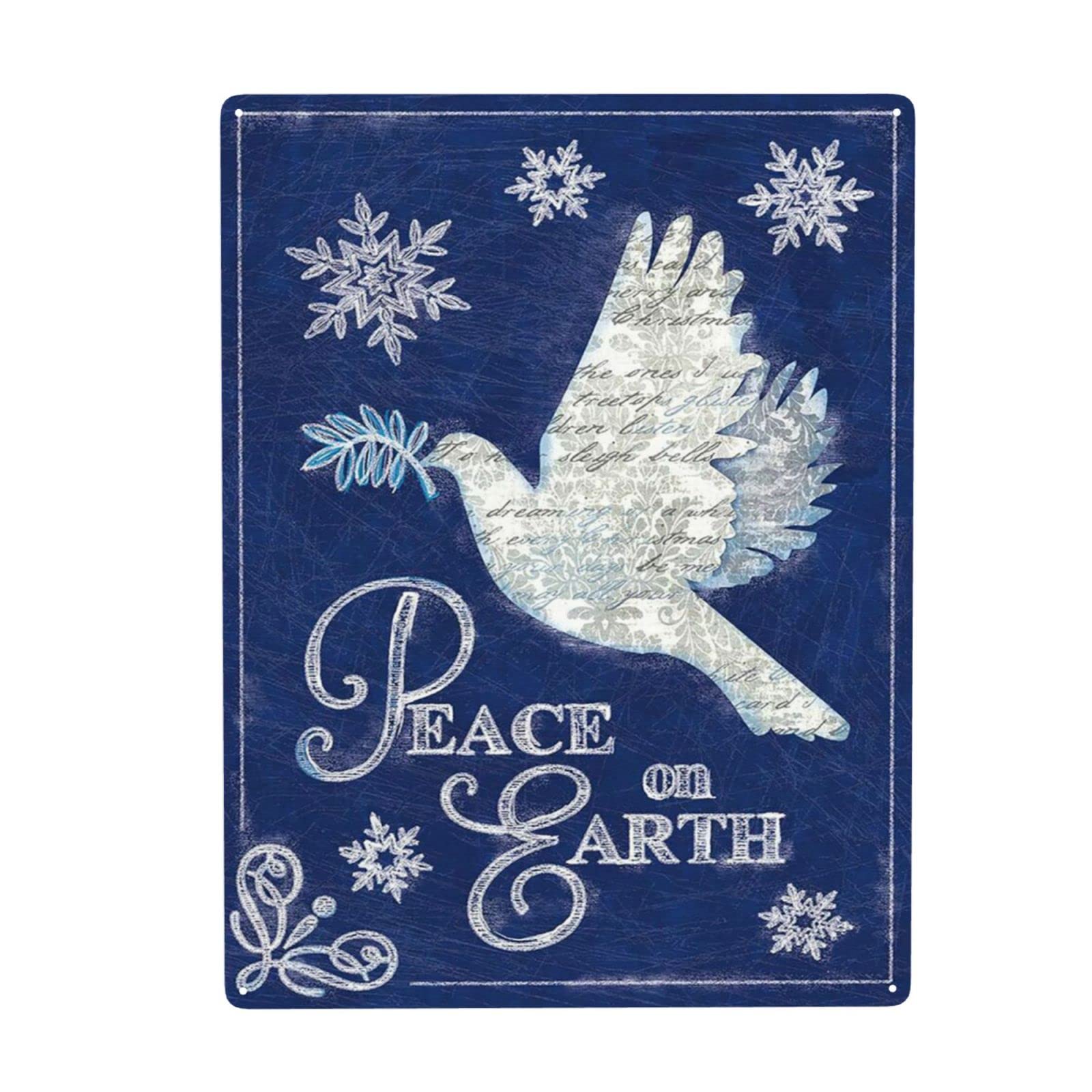 Homeoanimal Peace On Earth Christmas Tin Metal Sign Wall Decor Fun Decoration for Home Kitchen Bar Room Garage Vintage Poster Plaque 6" x 8"