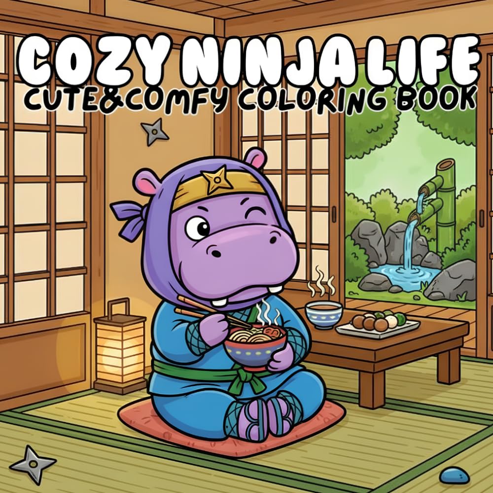 Cozy Life Cute & Comfy Coloring Book for Adults : Bold and Easy Relaxing Kawaii 40 Coloring Pages