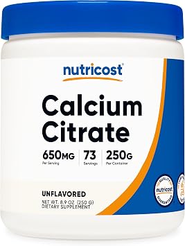 Nutricost Calcium Citrate Powder 250 Grams Unflavored