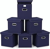 Vista 28 de Organizadores de Armario Contenedores de Almacenamiento de Tela Con Tapas Cubos Plegables Organizador Cesta Con Asas, Cajas de Almacenamiento