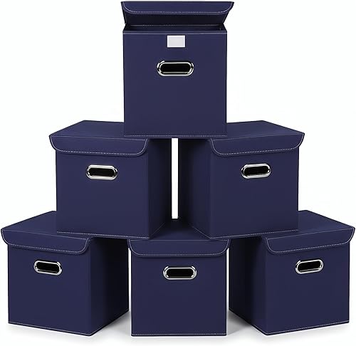 Vista 16 de Organizadores de armario de tela con tapas, cesta organizadora de almacenamiento plegable con asas, cajas de almacenamiento para almacenamiento