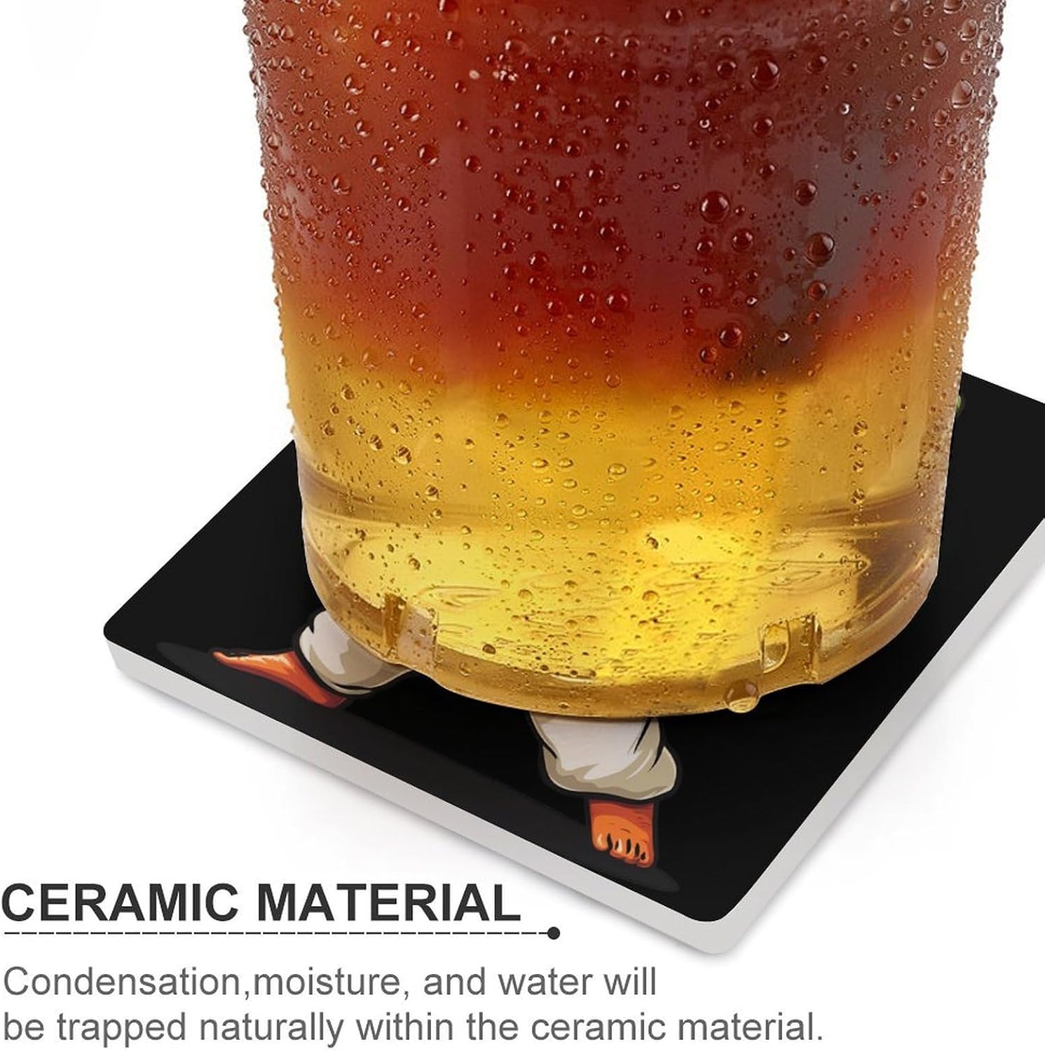 Karate Carrot Ceramic Coasters Set Square Drink Coasters Table Coaster for Kitchen Desktop Decor