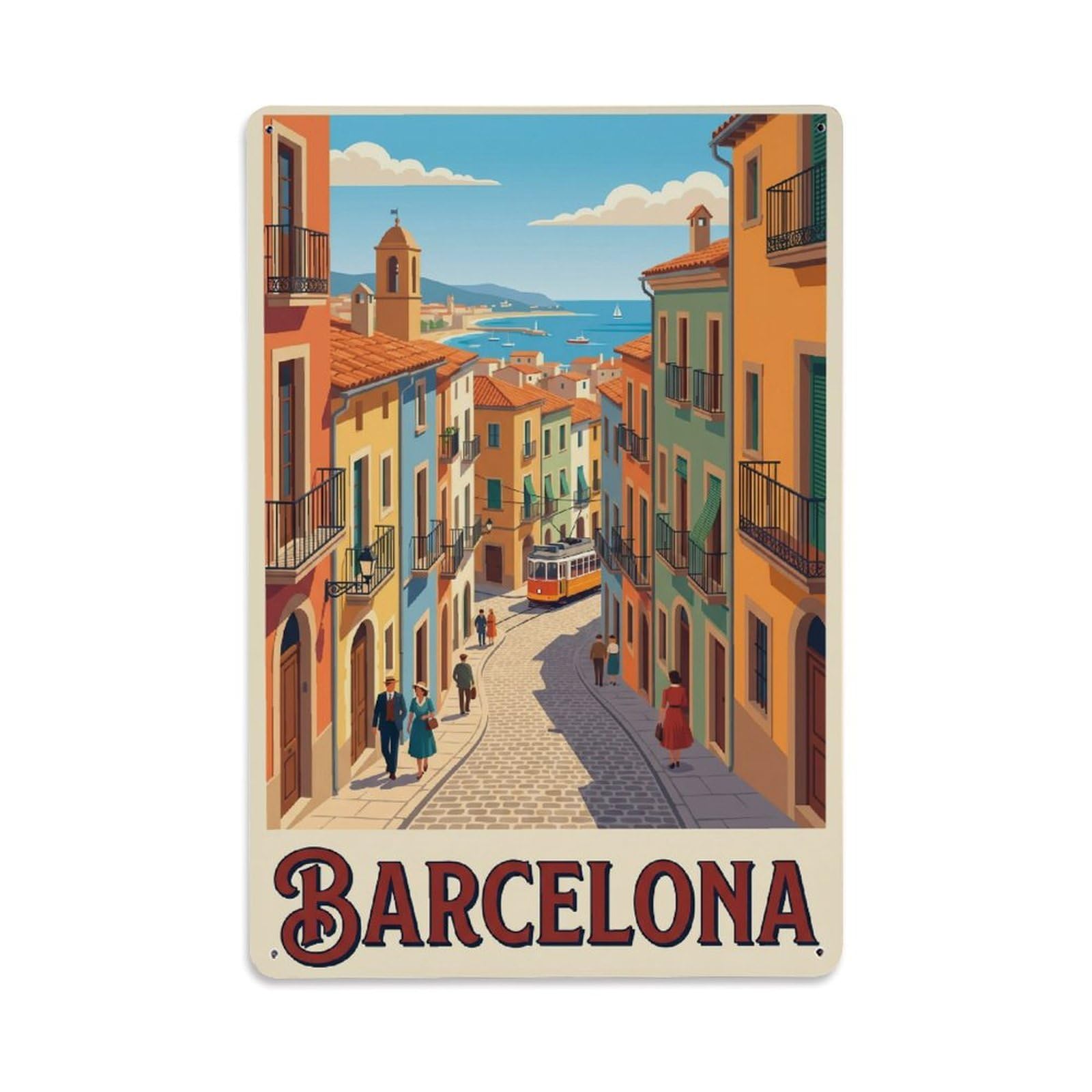 Vintage Travel Lane Spain Winding Metal Tin Sign