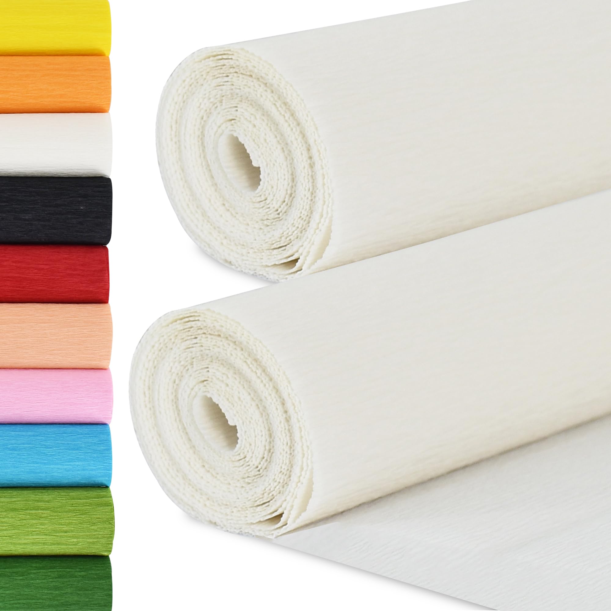 BEISHIDA White Crepe Paper Roll, 2 Rolls Crepe Paper Sheet for Craft