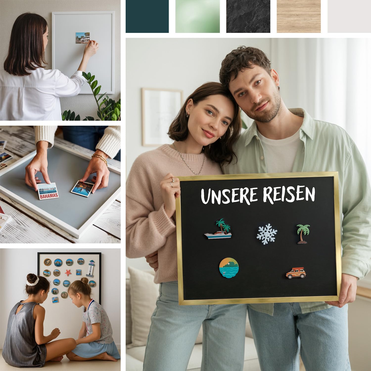 Magnetische Tafel 60x40 cm | mit Weißem Rahmen | Hier Waren Wir