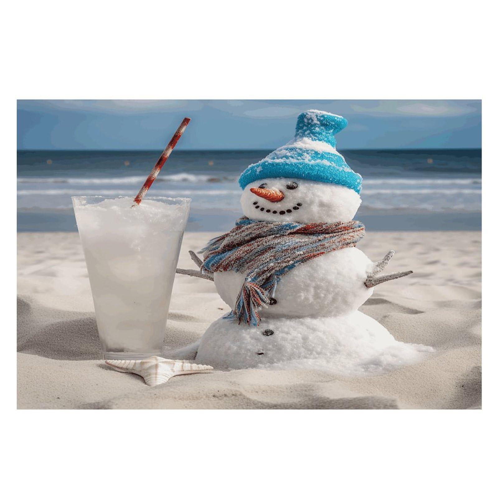 Snowman Bech Placemats Wipeable Heat Resistant Table Mats Washable Flax Place Mats Elegant Cloth Non-Slip Placemat for Kitchen Dinning Party Table Decor 12 * 18 in