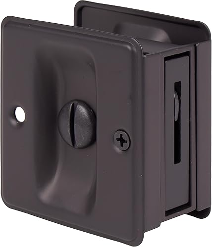 Cerradura de puerta de bolsillo cuadrado, pestillo de privacidad (camabaño), bronce aceitado por Stone Harbor Hardware Cerradura de puerta de bolsillo cuadrado, pestillo de privacidad (camabaño), bronce aceitado por Stone Harbor Hardware