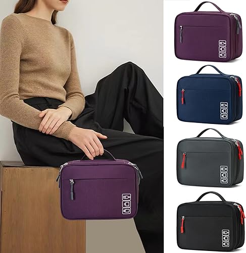 Miniatura 2 de MIRLEWAIY Organizador electrónico, bolsa de almacenamiento de cables de viaje resistente al agua para cargador, cables, banco de energía, disco