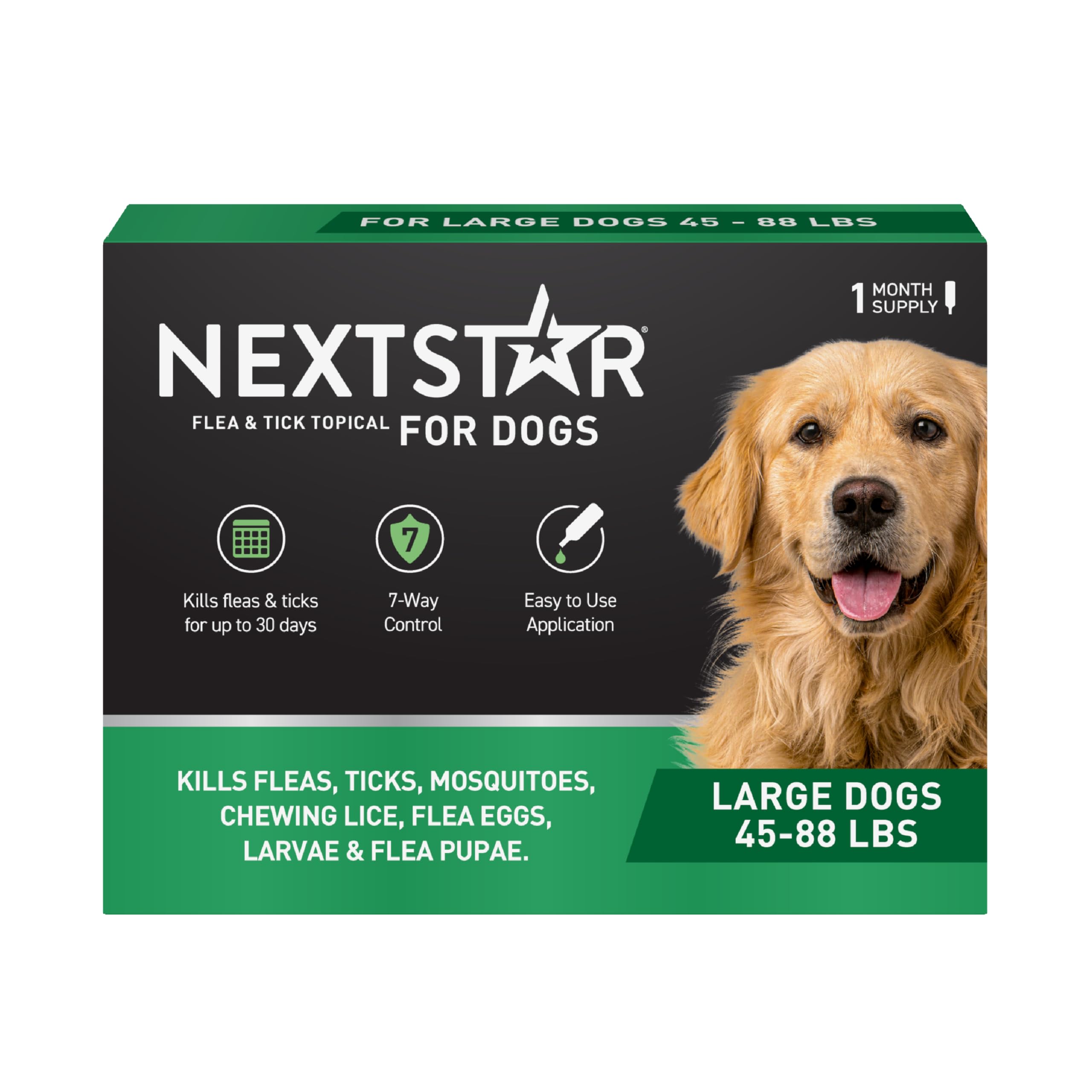 NEXTSTAR Flea and Tick Prevention for Dogs, Repellent & Control, Fast Acting Waterproof Topical Drops, Flea and Tick Prevention for Large Dogs, 1 Monthly Dose