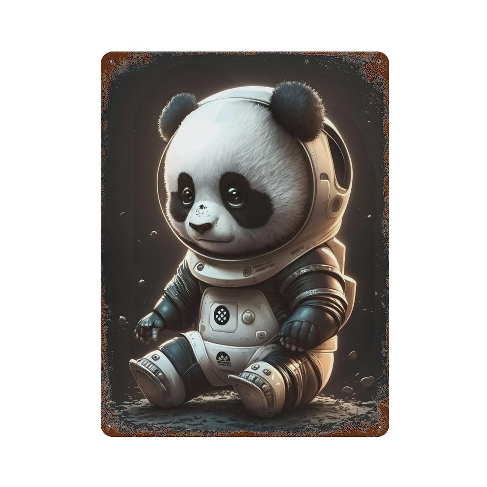 Panda Astronaut Space Suit-2 Vintage Metal Tin Sign 15.7"x11.8", Decorative Metal Wall Art for Garage, Pub Or Kitchen