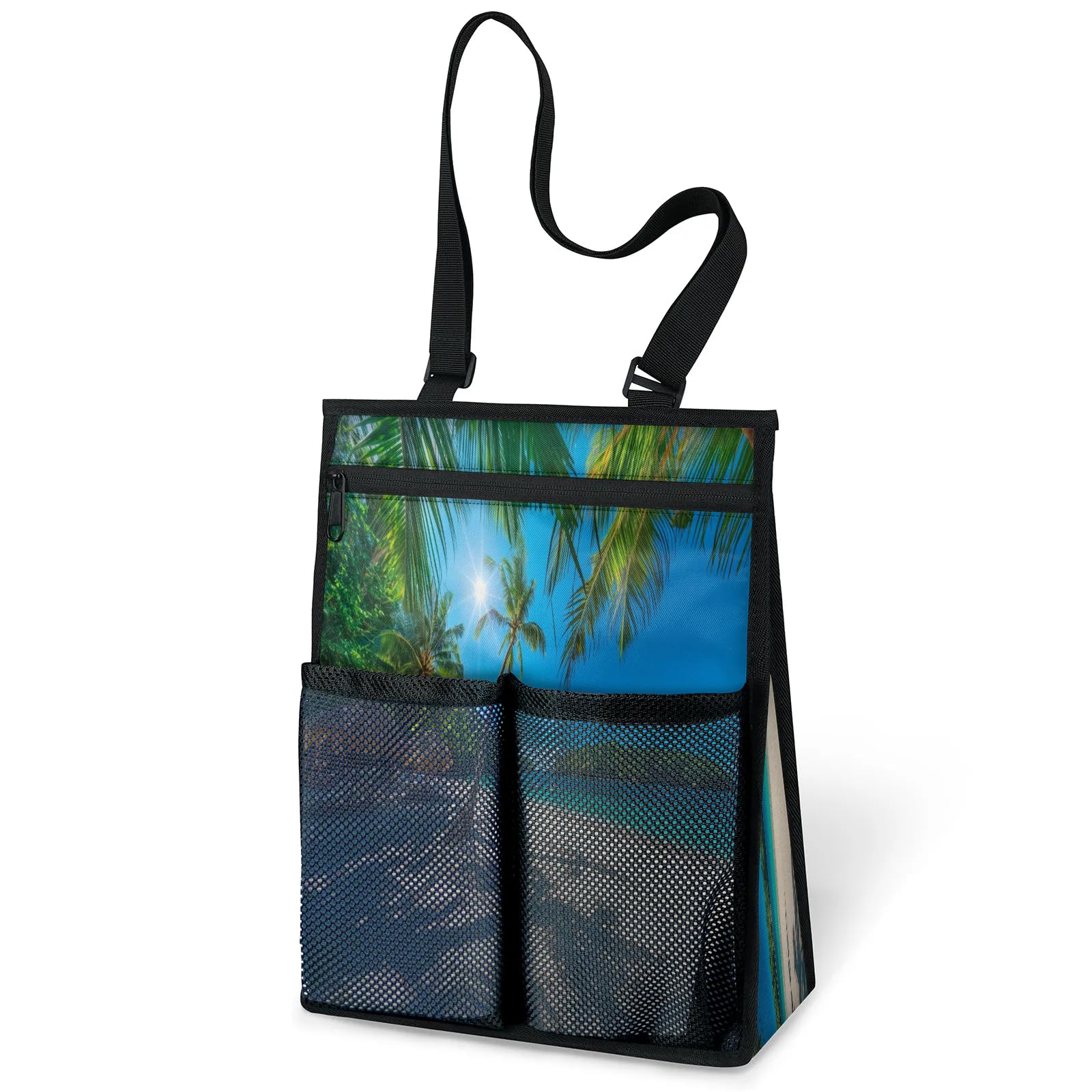 Ourtheme Beach Palm Tropical Portable Shower Bag for Travel Gym Camp Beach Tote Shower Caddy Bags Hanging Toiletry