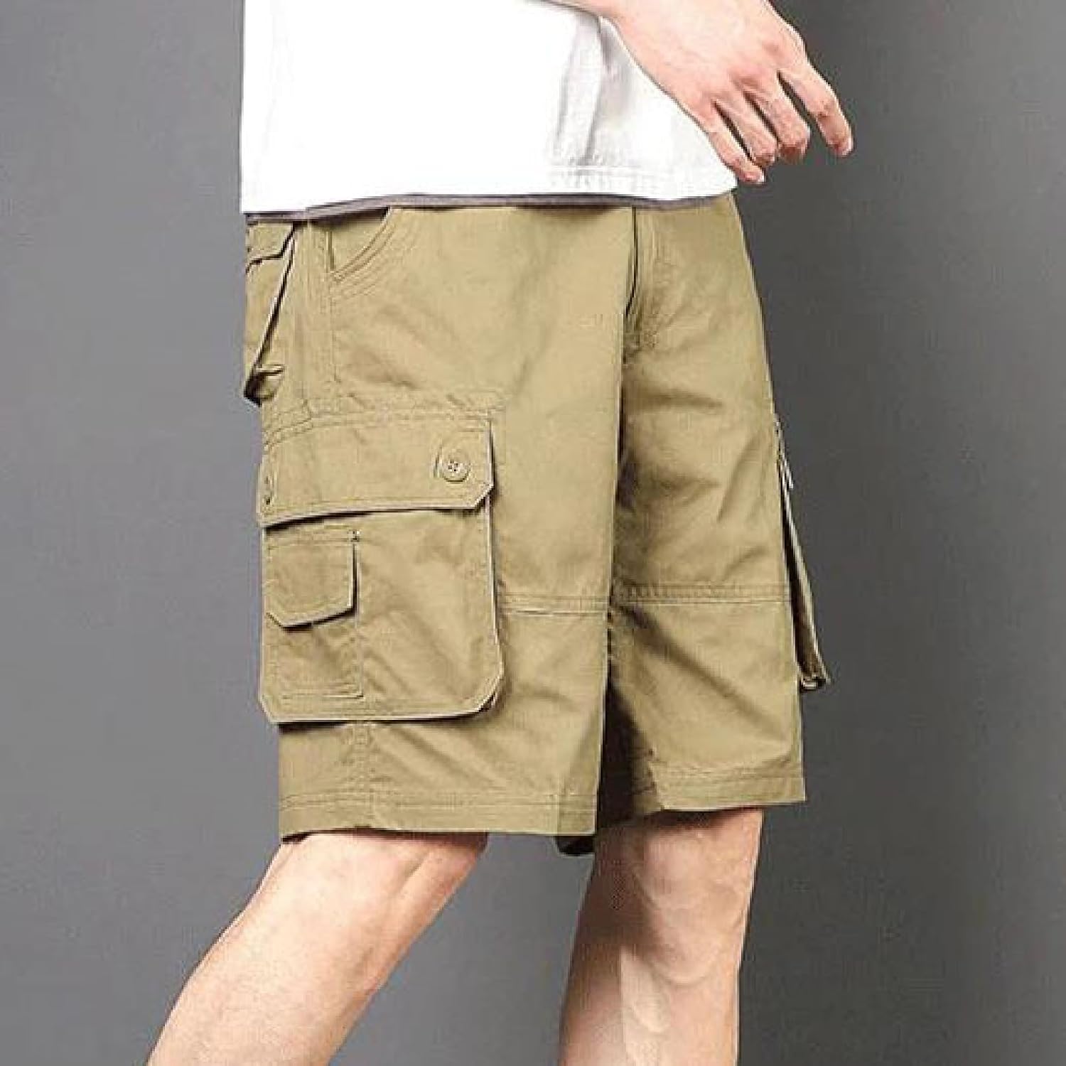 Men's Summer Plus Size Cotton Cargo Shorts Casual Shorts with Pockets Lightweight Loose Fit